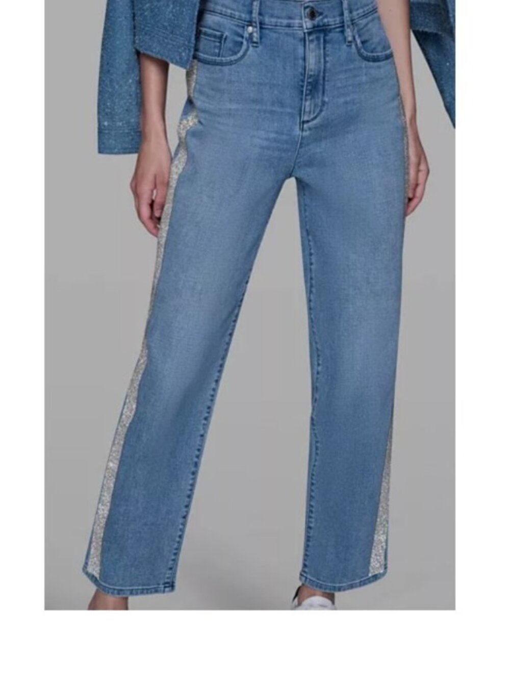 Karl Lagergeld Paris Women's Rhinestone Stripe Detail Jeans Size 4